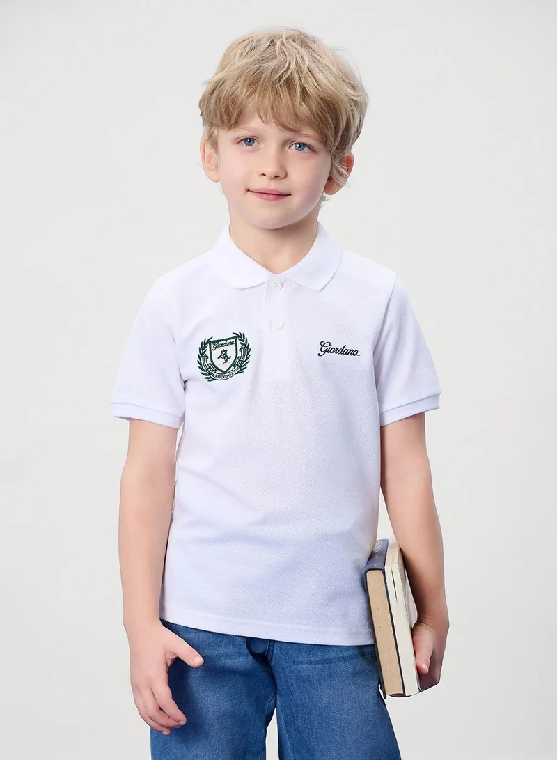 GIORDANO  Kids' Slim Fit Club House Embroidered Polo  | Best Price UAE