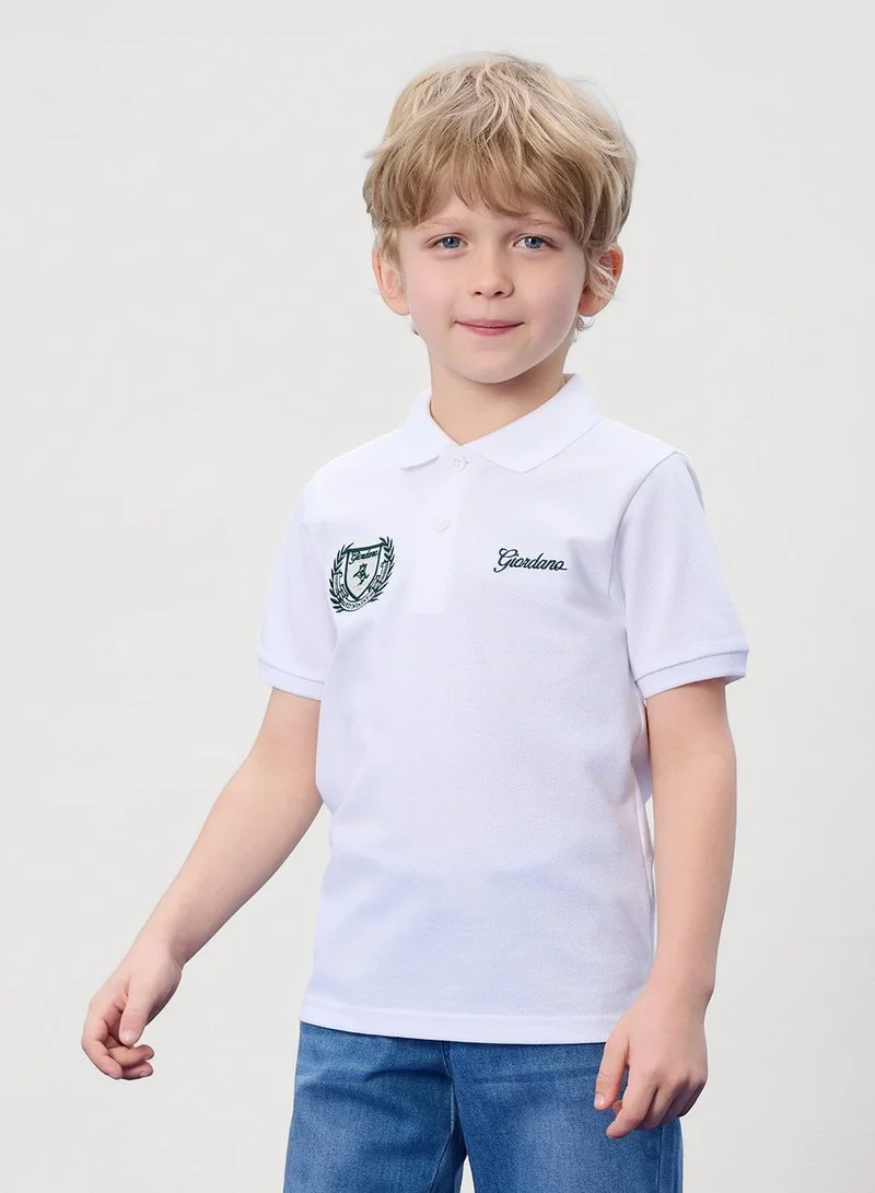 جيوردانو Kids' Slim Fit Club House Embroidered Polo