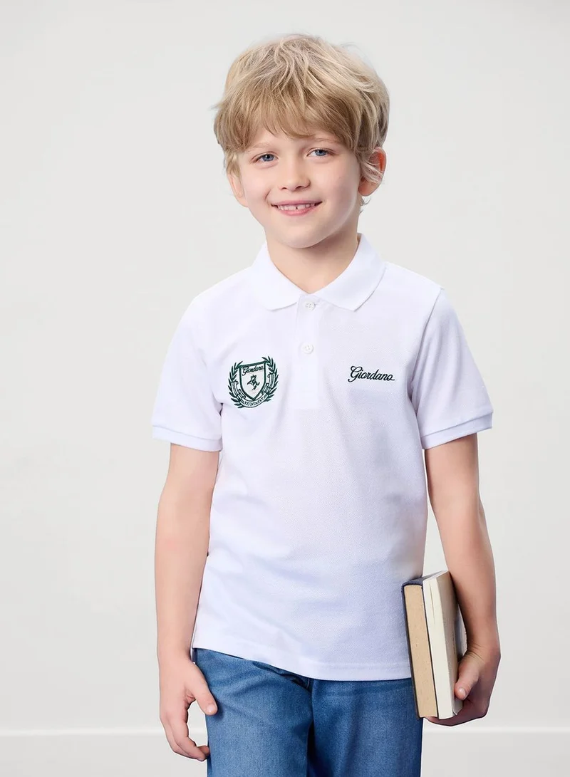 GIORDANO  Kids' Slim Fit Club House Embroidered Polo  | Best Price UAE