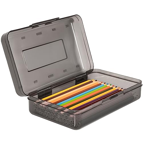 DANRONG Pencil Box, Large Capacity Pencil Case, Plastic Pencil Boxs for Kids Girls Boys Adults, Hard Crayon Box Storage with Snap-Tight Lid for School Office Supplies - Image 1