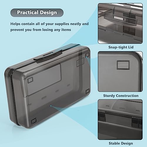 DANRONG Pencil Box, Large Capacity Pencil Case, Plastic Pencil Boxs for Kids Girls Boys Adults, Hard Crayon Box Storage with Snap-Tight Lid for School Office Supplies - Image 5