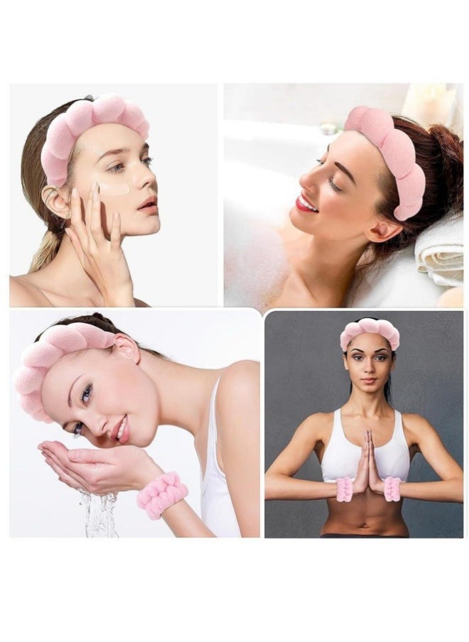 ILovhaprty Satin Bonnet for Women Tie Band Hair Bonnet for Sleeping, Layered Silk Sleeping Cap Nightcap for Sleeping, With Headband, etc 2PCS Sleep Accessory (Pink)  - Image 3