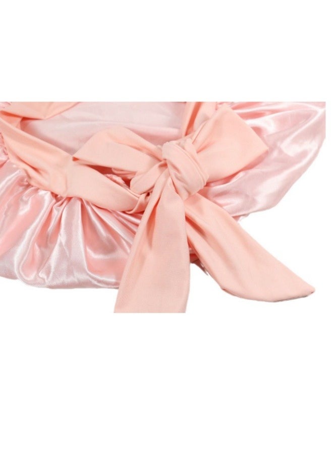 ILovhaprty Satin Bonnet for Women Tie Band Hair Bonnet for Sleeping, Layered Silk Sleeping Cap Nightcap for Sleeping, With Headband, etc 2PCS Sleep Accessory (Pink)  - Image 5