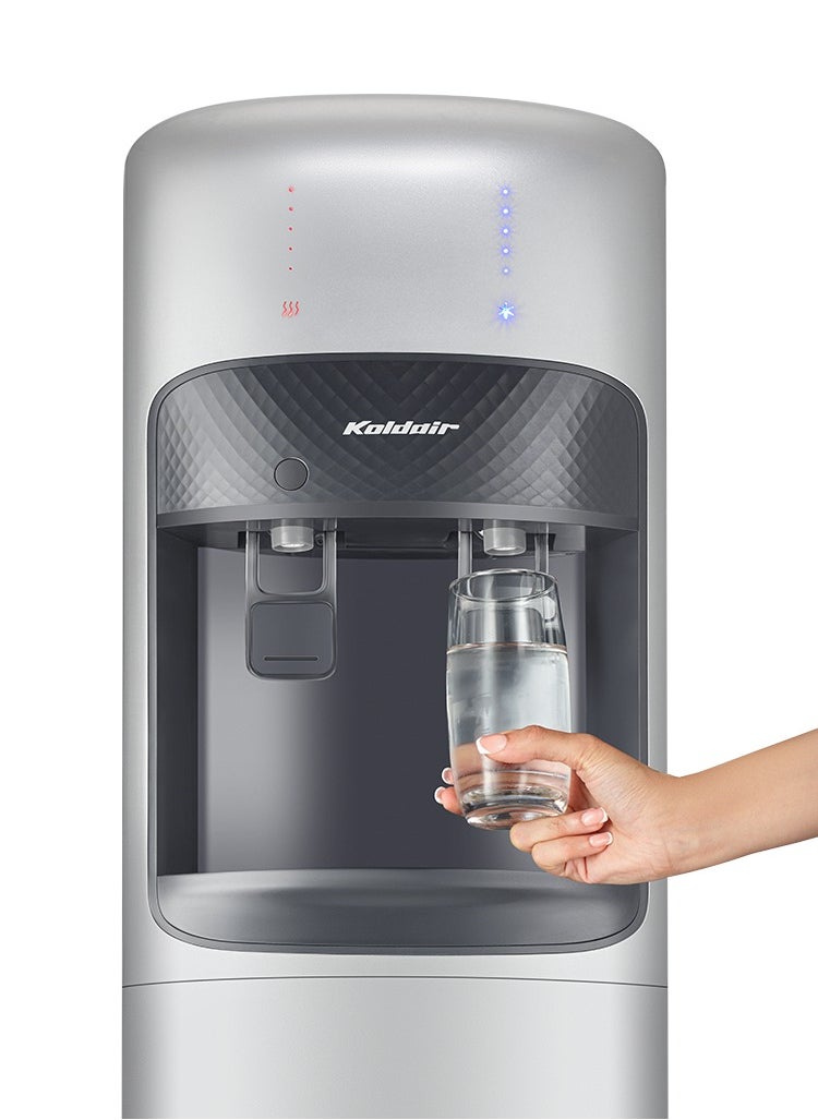 Koldair - Water Dispenser Top-Load Freestanding With Fridge 2 Taps Hot And Cold Type AF Silver - Image 1