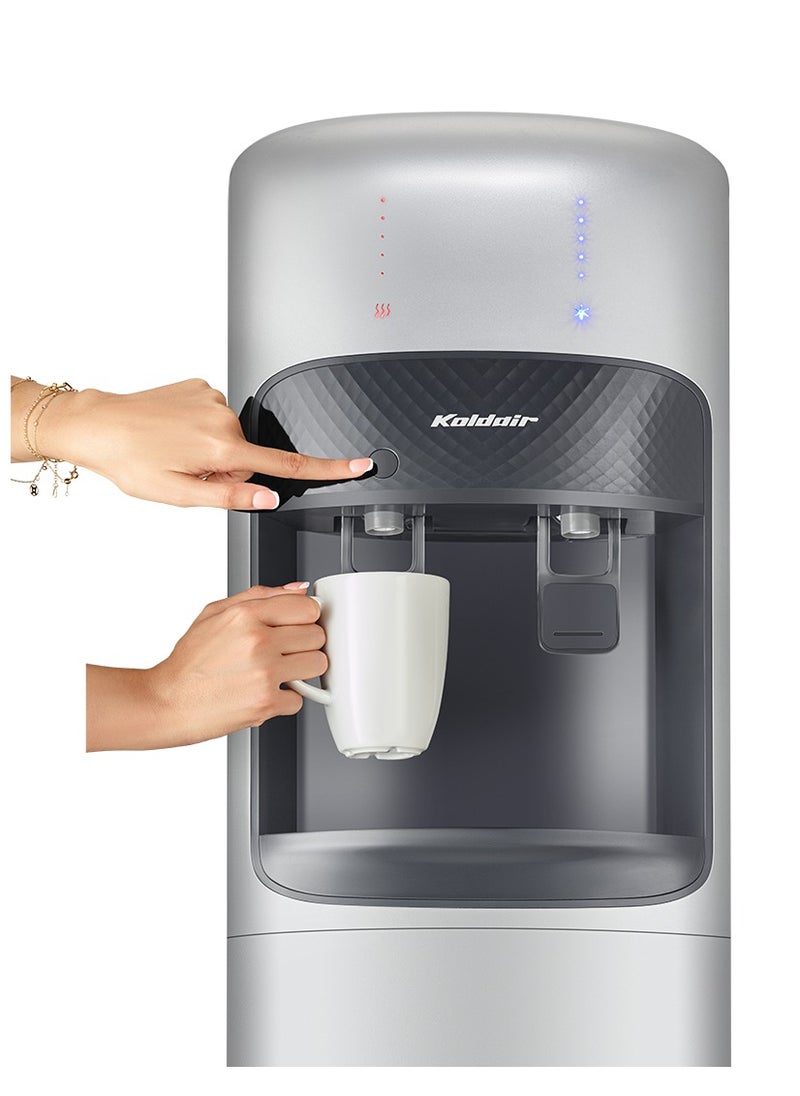 Koldair - Water Dispenser Top-Load Freestanding With Fridge 2 Taps Hot And Cold Type AF Silver - Image 1