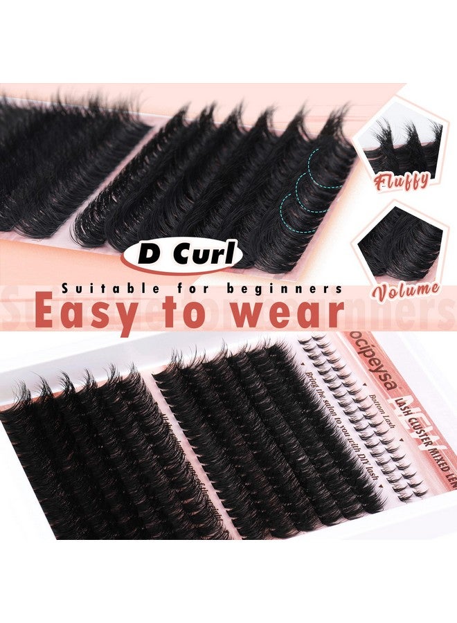 Focipeysa Lash Extension Kit Fluffy Eyelash Extension Kit With Lash Bond And Seal Thick Lash Clusters Diy Lash Extensions Kit Wispy Individual Lashes 12-18Mm Diy D Curl Lash Extension - Image 3