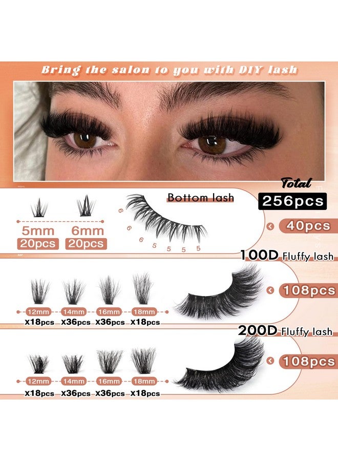 Focipeysa Lash Extension Kit Fluffy Eyelash Extension Kit With Lash Bond And Seal Thick Lash Clusters Diy Lash Extensions Kit Wispy Individual Lashes 12-18Mm Diy D Curl Lash Extension - Image 2