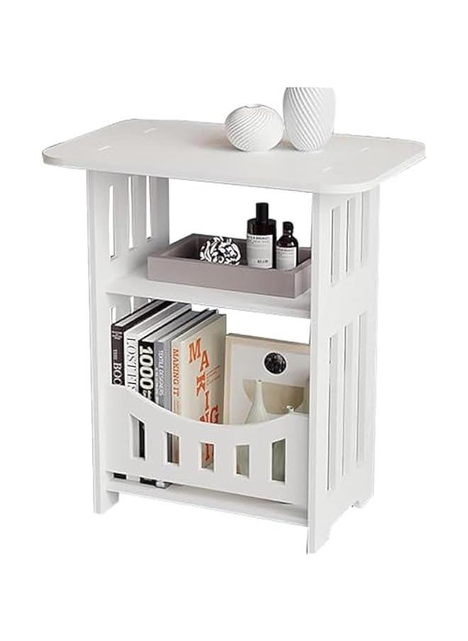 HOOKOR Durku Simple Bedside Tables Small Nightstand for Bedroom, Bedside, Nightstands Storage Shelf, Sofa Table for Small Space,Double Layer  - Image 1