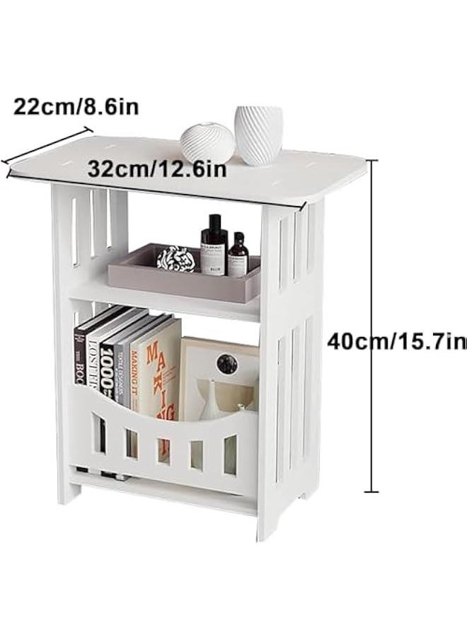 HOOKOR Durku Simple Bedside Tables Small Nightstand for Bedroom, Bedside, Nightstands Storage Shelf, Sofa Table for Small Space,Double Layer  - Image 2