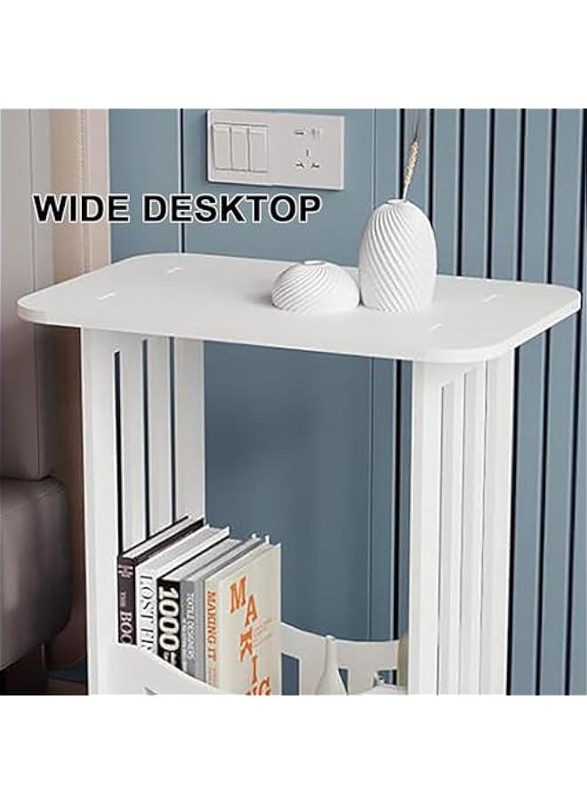 HOOKOR Durku Simple Bedside Tables Small Nightstand for Bedroom, Bedside, Nightstands Storage Shelf, Sofa Table for Small Space,Double Layer  - Image 4