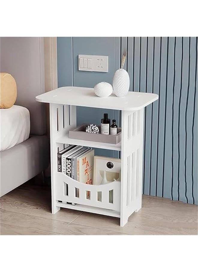 HOOKOR Durku Simple Bedside Tables Small Nightstand for Bedroom, Bedside, Nightstands Storage Shelf, Sofa Table for Small Space,Double Layer  - Image 5