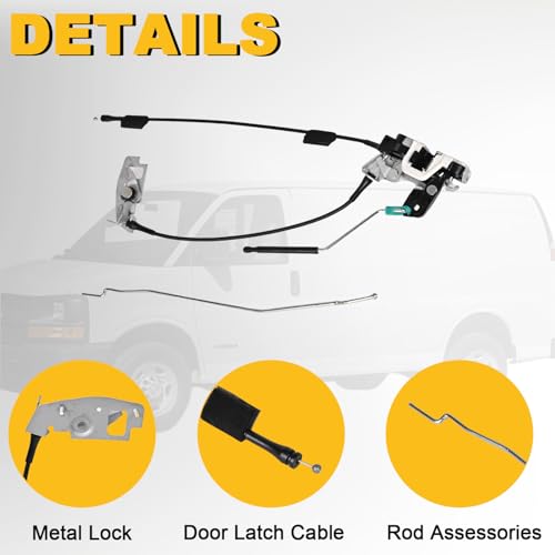 EKLN Door Latch Assembly with Cable & Rod Door Latch Econoline Van Right Side Hinged Cargo Door Compatible with 1992-2019 Ford E150 E250 E350 Replaces OE#8C2Z15264A00B 8C2Z15264A00D - Image 5