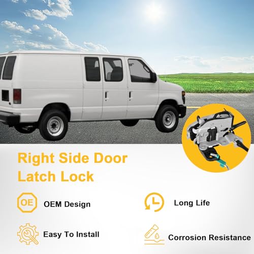 EKLN Door Latch Assembly with Cable & Rod Door Latch Econoline Van Right Side Hinged Cargo Door Compatible with 1992-2019 Ford E150 E250 E350 Replaces OE#8C2Z15264A00B 8C2Z15264A00D - Image 3