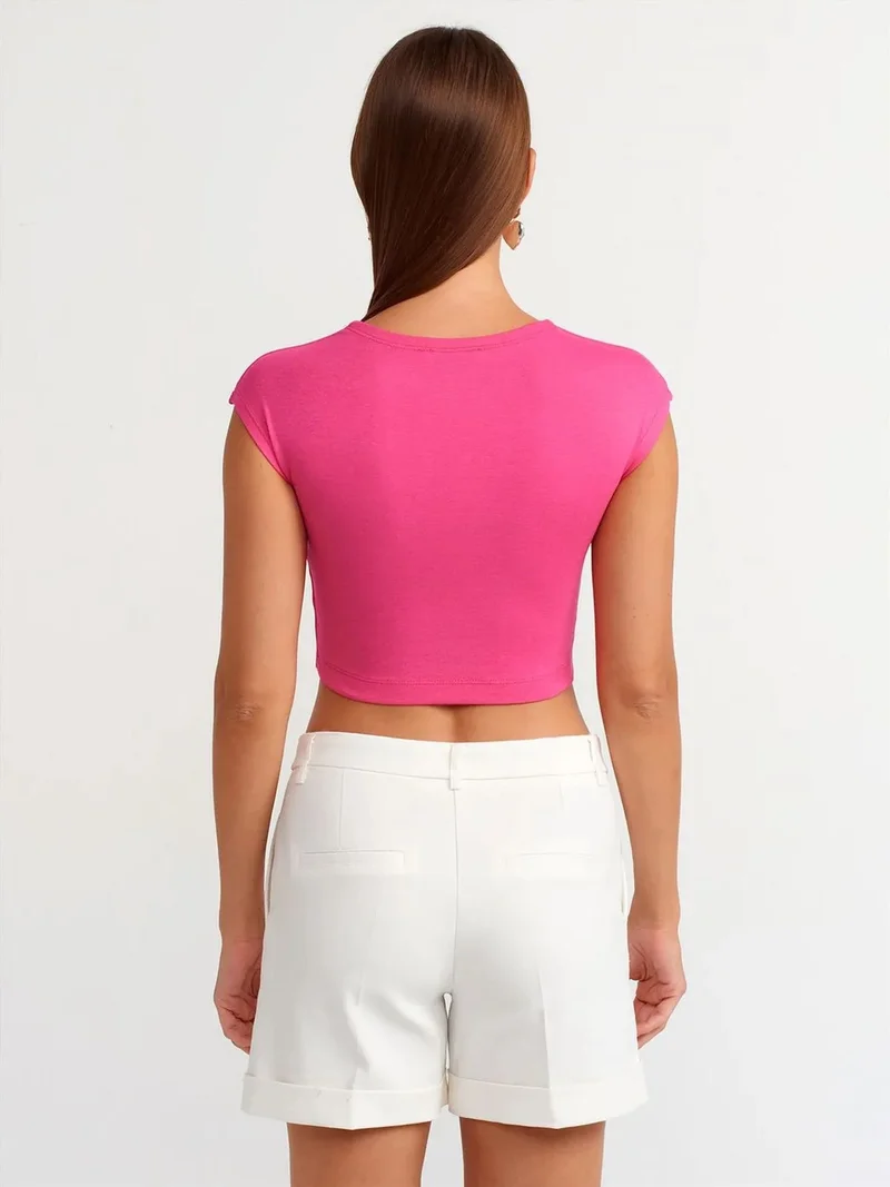 ديلفين Dilvin Slim Fit Crop Jersey Blouse