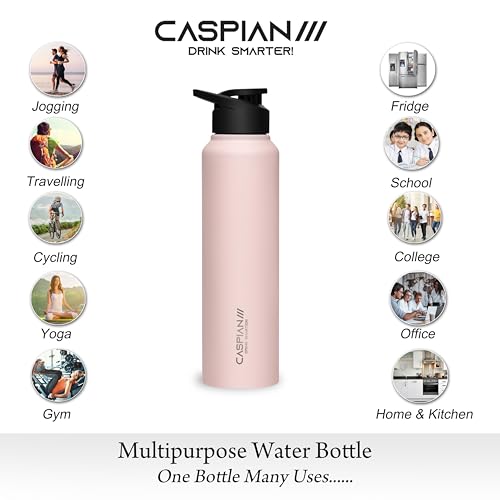 CASPIAN /// HIke ISI Certified Stainless Steel Water Bottle 1ltr.(Multicolors, 1 Litre, Set of 8) | Leak Proof Sipper for Fridge Home Office Travel School Kids Boys Girls Adults Sports Gym| BPA Free - Image 4