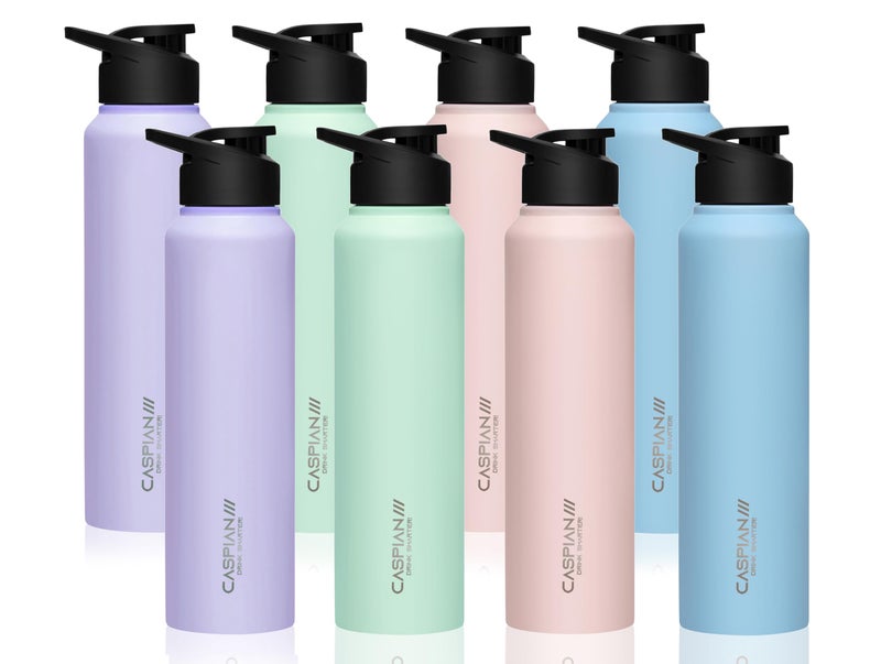 CASPIAN /// HIke ISI Certified Stainless Steel Water Bottle 1ltr.(Multicolors, 1 Litre, Set of 8) | Leak Proof Sipper for Fridge Home Office Travel School Kids Boys Girls Adults Sports Gym| BPA Free - Image 1