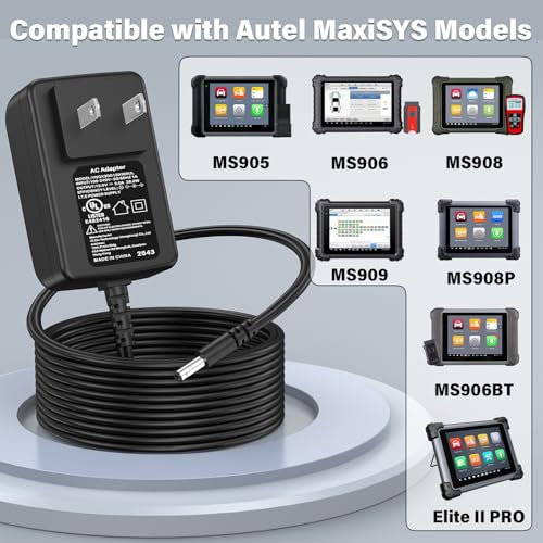 HIENADTOR 12V 3A Automotive Diagnostic Scanner Charger Fit for Autel MaxiSYS MS905 MS906 Power Cord AC Adapter for Autel MaxiSYS MS908 MS906BT MS906TS MS908P MS908S Elite II PRO MS909 MS909CV MS909EV Plug Cable - Image 2
