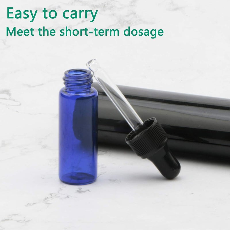 Rowiz 30pcs 5ml Small Dropper Bottles Essential Oils Glass Bottle Lotion Perfume Sample Vials with Glass Eye Dropper and Black Caps Pink Bottle. (Blue) - Image 3