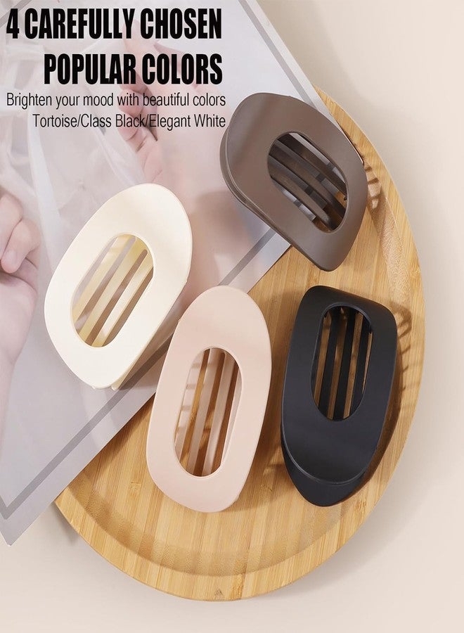 RHOSYN HAIR ACCESSORIES Flat Hair Clips for Women - Large Matte Rectangular Oval Non-Slip Claw Clips, Strong Hold Hair Accessories for Thick & Thin Hair, Lay Flat Design for Work & Daily Styling Pack-4 - Image 5