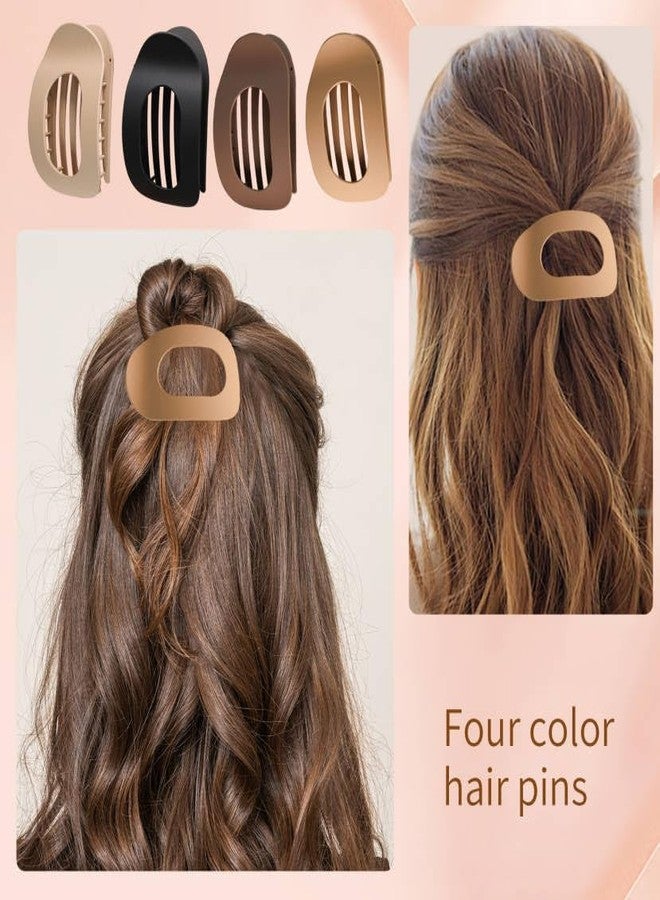 RHOSYN HAIR ACCESSORIES Flat Hair Clips for Women - Large Matte Rectangular Oval Non-Slip Claw Clips, Strong Hold Hair Accessories for Thick & Thin Hair, Lay Flat Design for Work & Daily Styling Pack-4 - Image 3