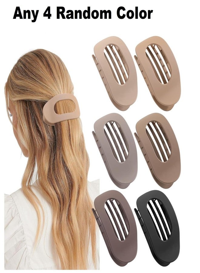 RHOSYN HAIR ACCESSORIES Flat Hair Clips for Women - Large Matte Rectangular Oval Non-Slip Claw Clips, Strong Hold Hair Accessories for Thick & Thin Hair, Lay Flat Design for Work & Daily Styling Pack-4 - Image 2