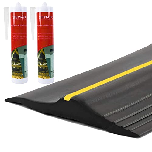 ToLanbbt 20Ft/6M Universal Garage Threshold Seal Strip with 300ml Black Sealants/Adhesives, Garage Door Bottom Weatherproof Strip Rubber DIY Weather Stripping Replacement (Black+Yellow) - Image 1
