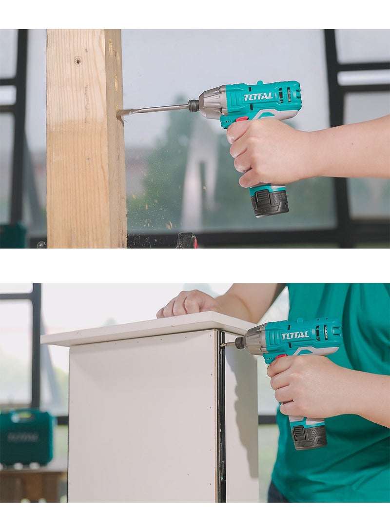 TOTAL 12V Compact Cordless Impact Driver (100Nm) - 1/4" Hex Drive, 2800BPM High-Torque Driver with USB-C Charging & 2x 1.5Ah Batteries - TIRLI12015 - Image 5