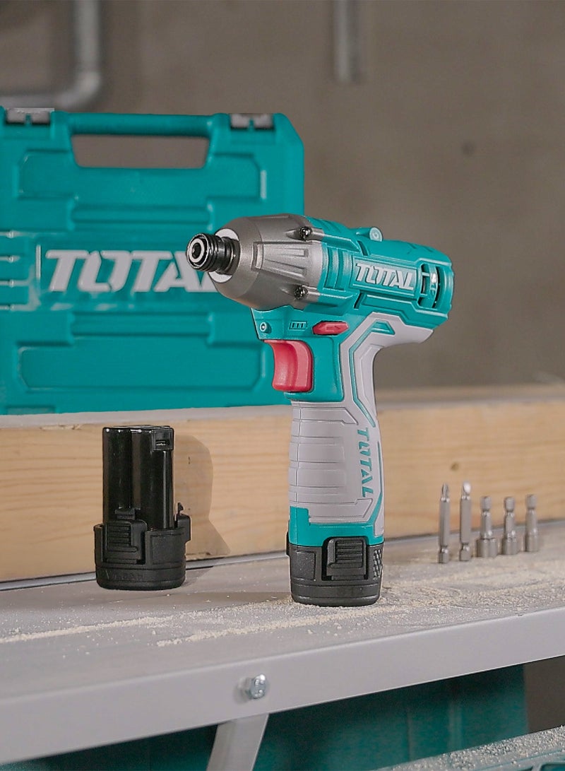 TOTAL 12V Compact Cordless Impact Driver (100Nm) - 1/4" Hex Drive, 2800BPM High-Torque Driver with USB-C Charging & 2x 1.5Ah Batteries - TIRLI12015 - Image 3