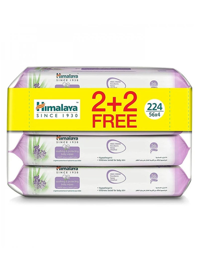 Himalaya Pack Of 4 Soothing And Protecting Baby Wipes, (224 Count) - Image 1