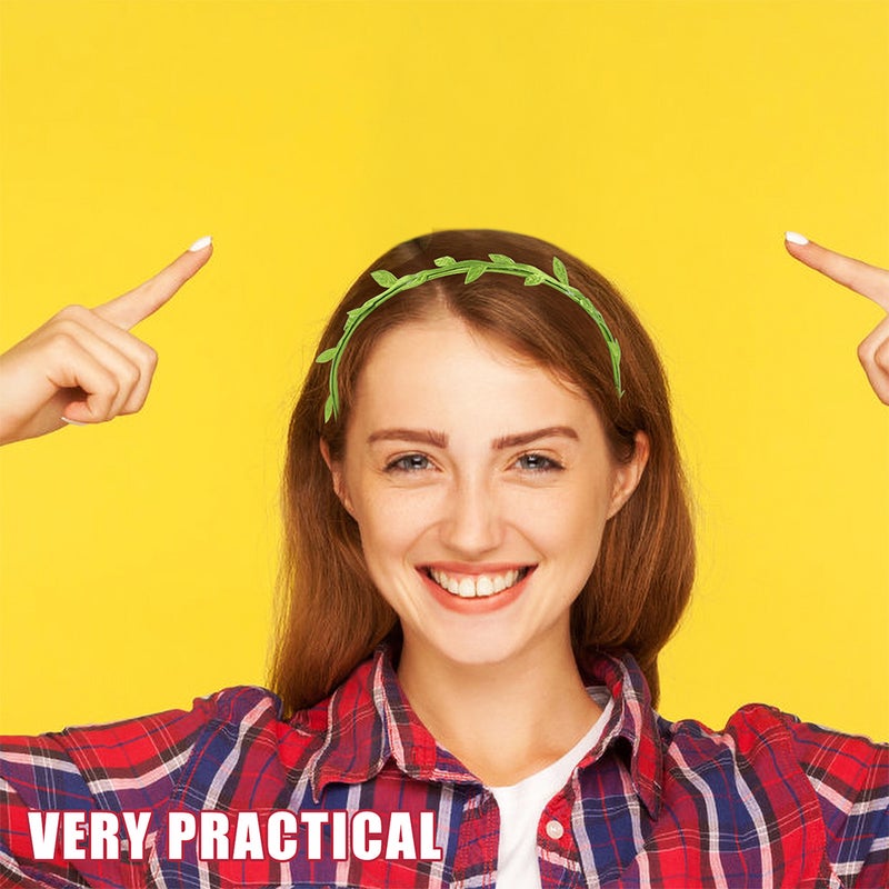 3pcs Green Leaf Headband Party Headwear Hair Headband for Weddings Festivals and Birthdays Photo Prop for Women Girls - Image 2