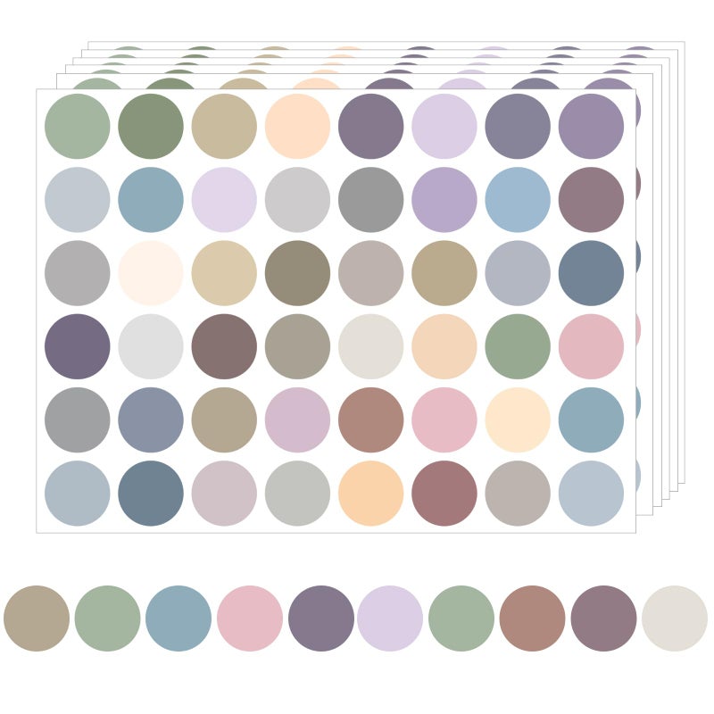 STARLIBOO Dot Stickers - Morandi Color Code Labels, 1in Round, Writable (1200 Labels, Multicolored) - Image 1