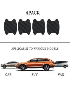 Generic 4 PCS Car Door Handle Sticker, Carbon Fiber Anti-Scratches Car Door Cup Protector, Non-Marking Auto Door Handle Protective Film, Universal for Most Car Handles Black  - Image 3