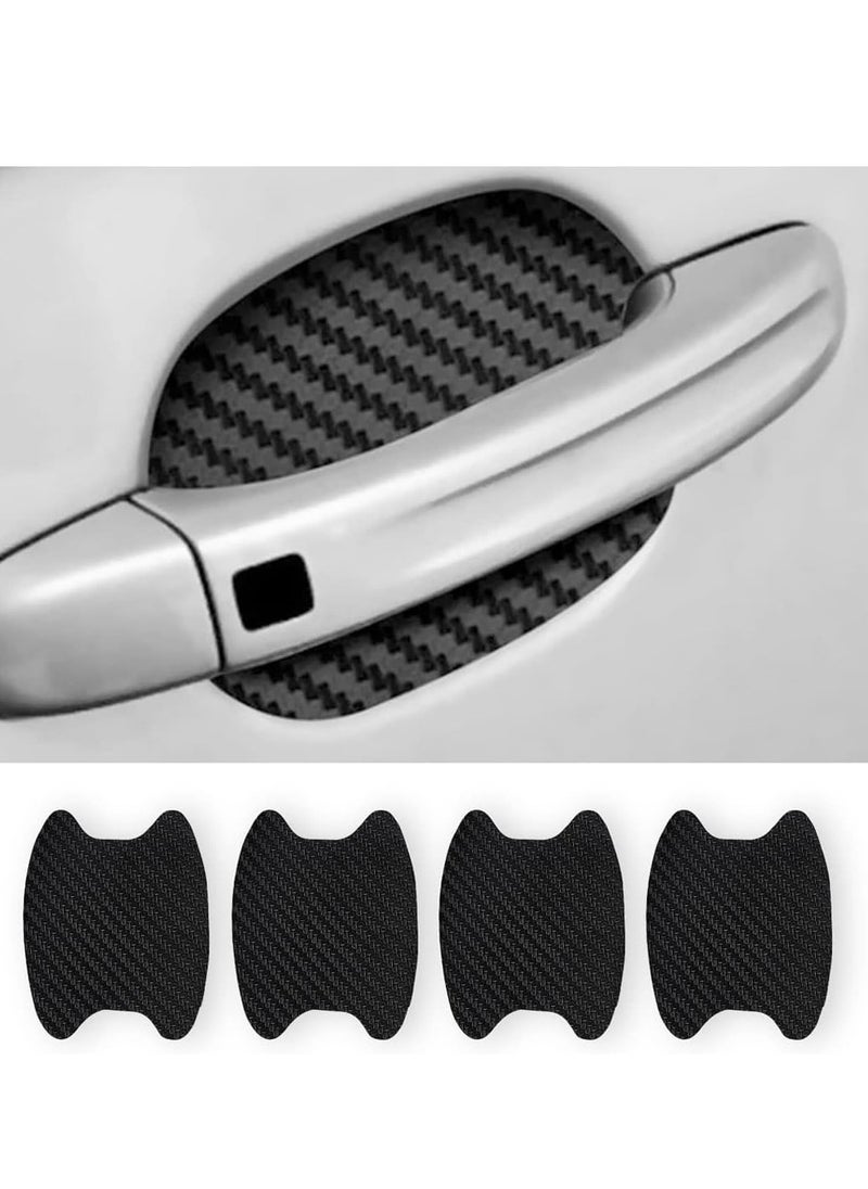 Generic 4 PCS Car Door Handle Sticker, Carbon Fiber Anti-Scratches Car Door Cup Protector, Non-Marking Auto Door Handle Protective Film, Universal for Most Car Handles Black  - Image 5