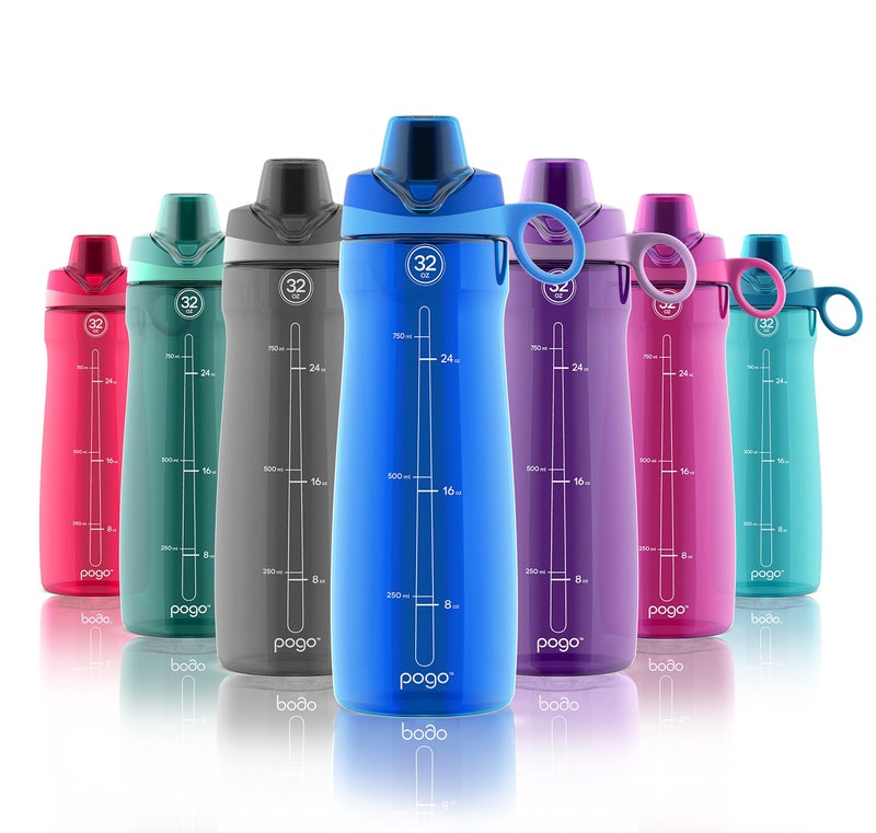 Pogo BPA-Free Tritan Plastic Water Bottle with Chug Lid, 32 Oz, Blue - Image 2