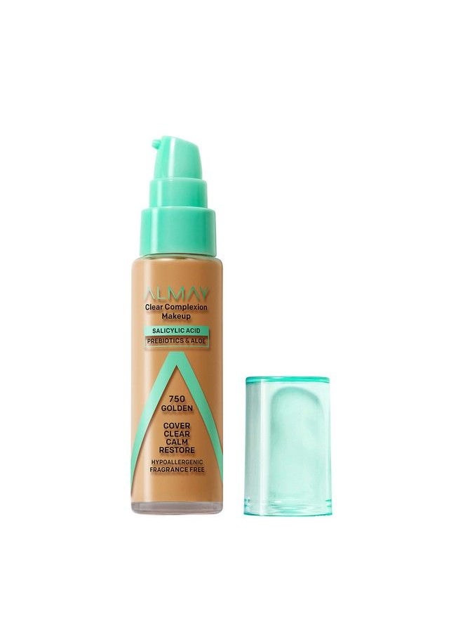 Almay Clear Complexion Acne Foundation Makeup With Salicylic Acid Lightweight Medium Coverage Hypoallergenic Fragrancefree For Sensitive Skin 750 Golden 1 Fl Oz.  - Image 4
