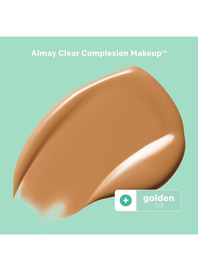 Almay Clear Complexion Acne Foundation Makeup With Salicylic Acid Lightweight Medium Coverage Hypoallergenic Fragrancefree For Sensitive Skin 750 Golden 1 Fl Oz.  - Image 3