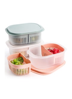 Excefore Produce Saver Containers For Fridge, Plastic Fruit Vegetable Storage Containers With Airtight Lid And Divided Colanders, Stackable Fridge Organizer Bins For Lettuce, Berry, Avocado, Set of 3  - Image 5