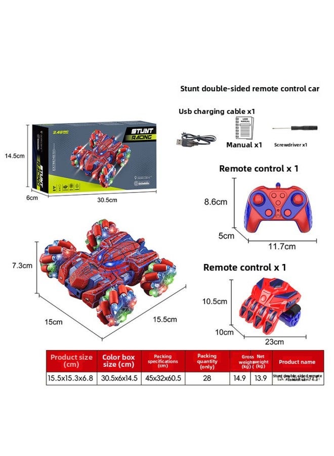 2.4G Batman Remote Control Dump Truck Venom 360 Degree Stunt Rollover Children's Toy F1 Off-road Vehicle-Color:2.4g Cracked Double-sided Remote Control Car Palm + Handle Remote Control  - Image 1