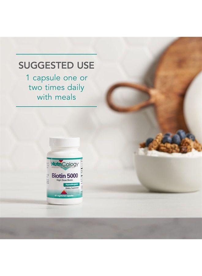 Nutricology Biotin 5000 - Hair, Nails, Metabolism - 60 Vegetarian Capsules