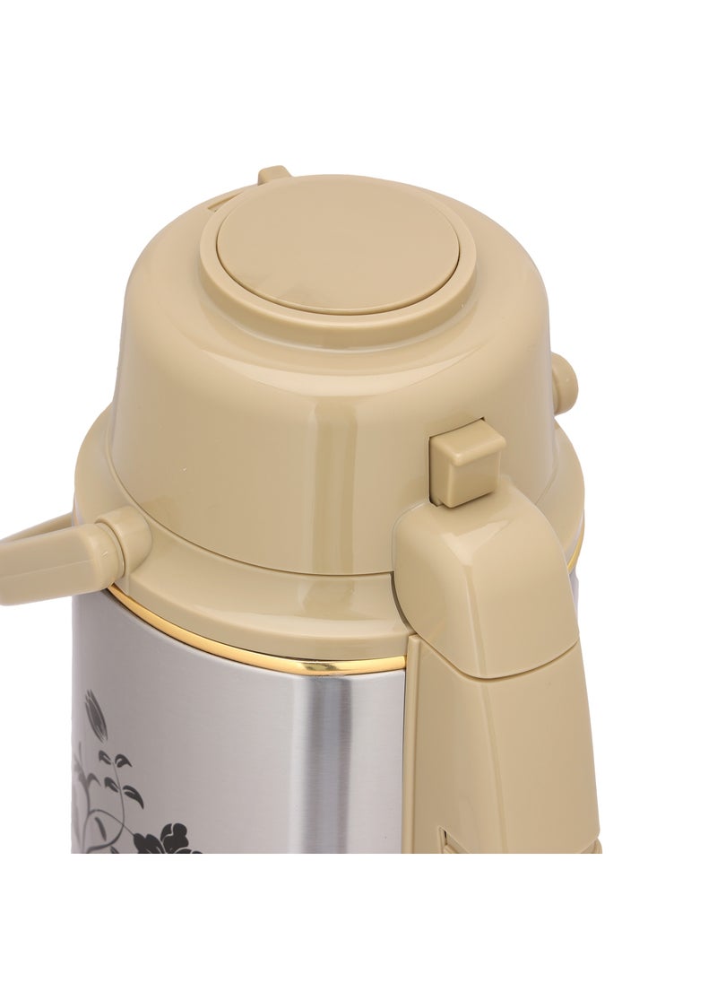 DELCASA - 3000 ML Delcasa  Airport Flask with Double Wall Vacuum Insulation and Pump Mechanism | 360-Degree Rotating Base, Asbestos-Free Pink Glass Inner, Splash-Proof Design with Adjustable Nozzle| Keeps - Image 1
