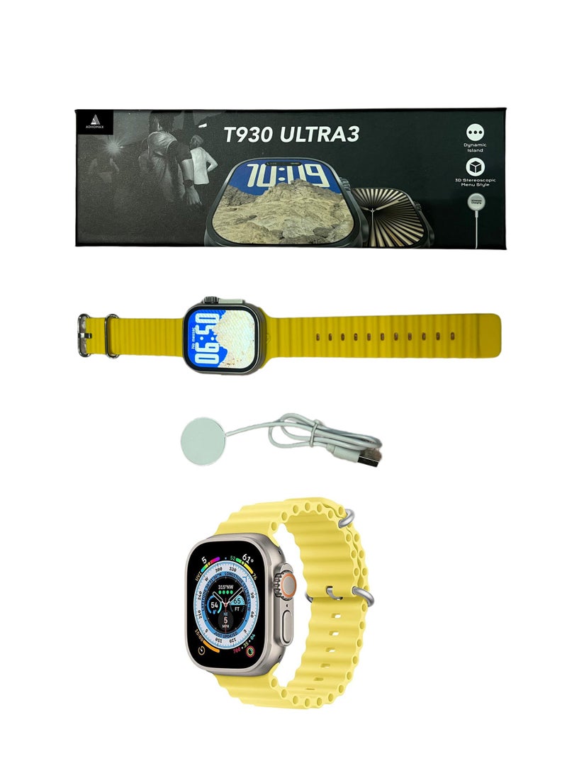 adhomax New T930 Ultra3 smart watch Elegant Design 49MM, NFC, Dynamic Island, 3D stereoscopic, Fitness Tracker, Heart Rate, Calls, Wireless Charging, for IOS, android for men and women - Image 1
