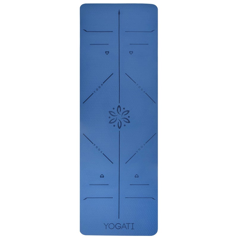 YOGATI – Yoga Mat. Thick Yoga Mat for Pilates, Yoga, Workout, Gym and Fitness with Body Alignment Lines. Eco Friendly, Non Slip and Thick Yoga Mats with carry strap. Exercise Mat and Gym Mat. - Image 3