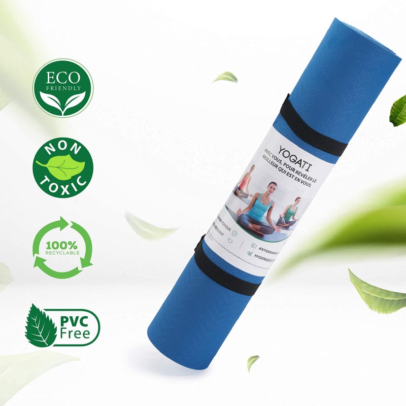 YOGATI – Yoga Mat. Thick Yoga Mat for Pilates, Yoga, Workout, Gym and Fitness with Body Alignment Lines. Eco Friendly, Non Slip and Thick Yoga Mats with carry strap. Exercise Mat and Gym Mat. - Image 5