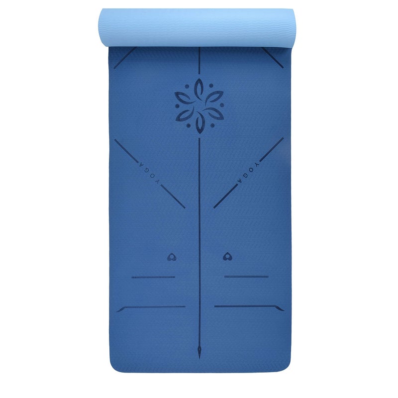 YOGATI – Yoga Mat. Thick Yoga Mat for Pilates, Yoga, Workout, Gym and Fitness with Body Alignment Lines. Eco Friendly, Non Slip and Thick Yoga Mats with carry strap. Exercise Mat and Gym Mat. - Image 2