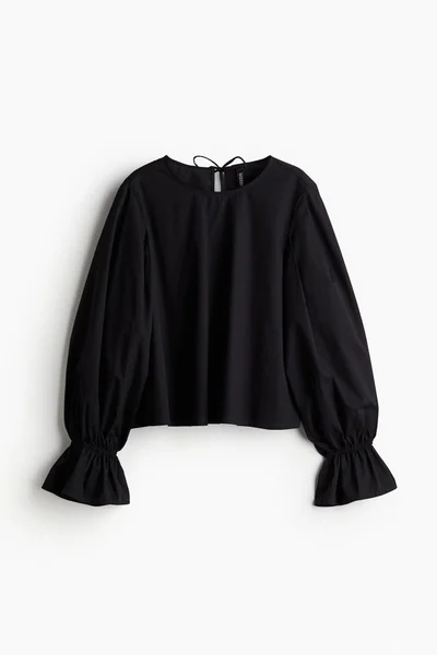 H&M Tie-Detail Cotton Blouse