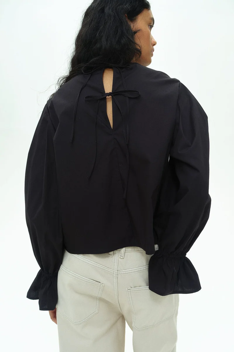 H&M Tie-Detail Cotton Blouse