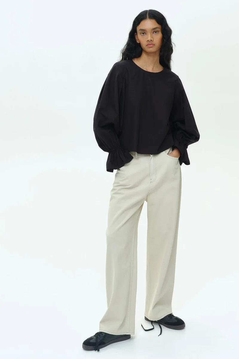 H&M Tie-Detail Cotton Blouse