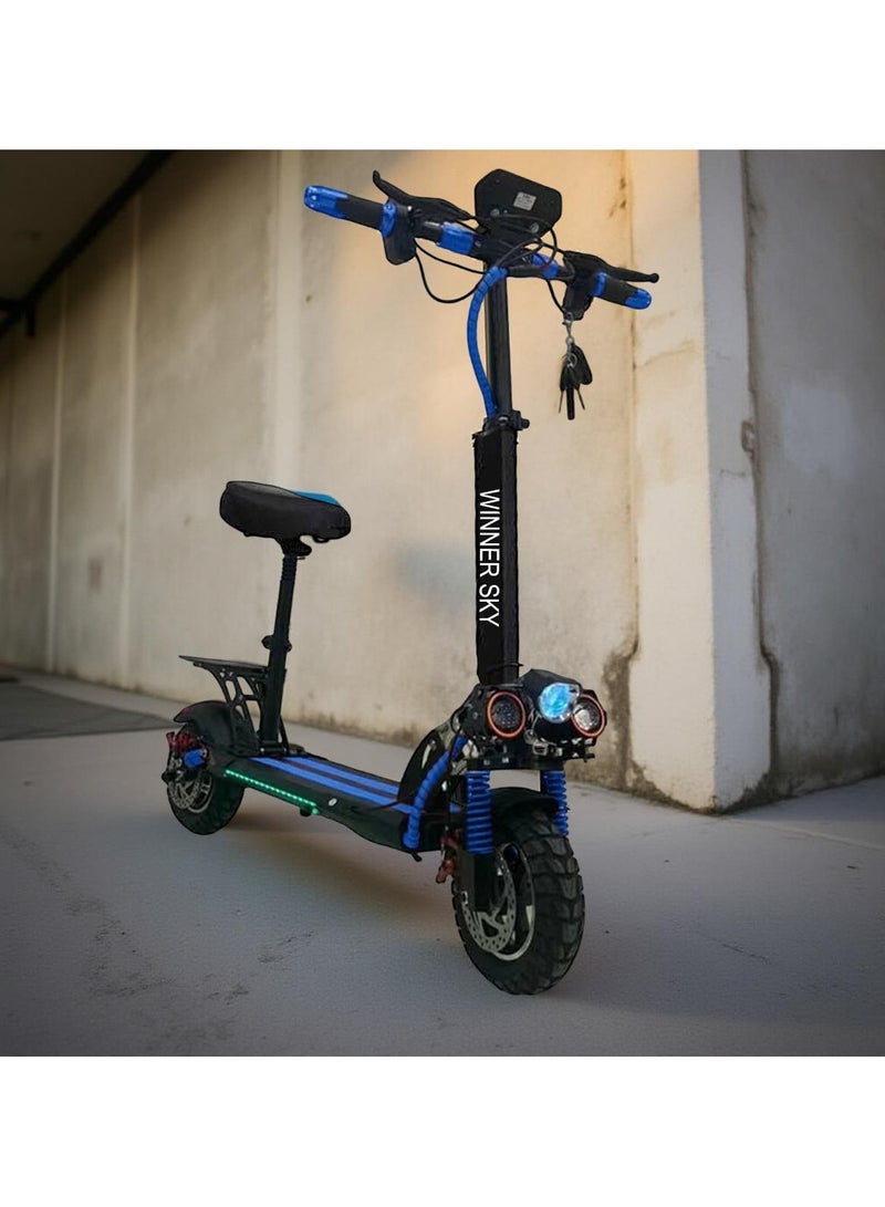 Winner Sky Electric Scooter E10 with Speed Meter Display, 1000W Motor, 48V 13Ah Battery, Anti-Theft Remote & Full Foldability Blue - Image 3