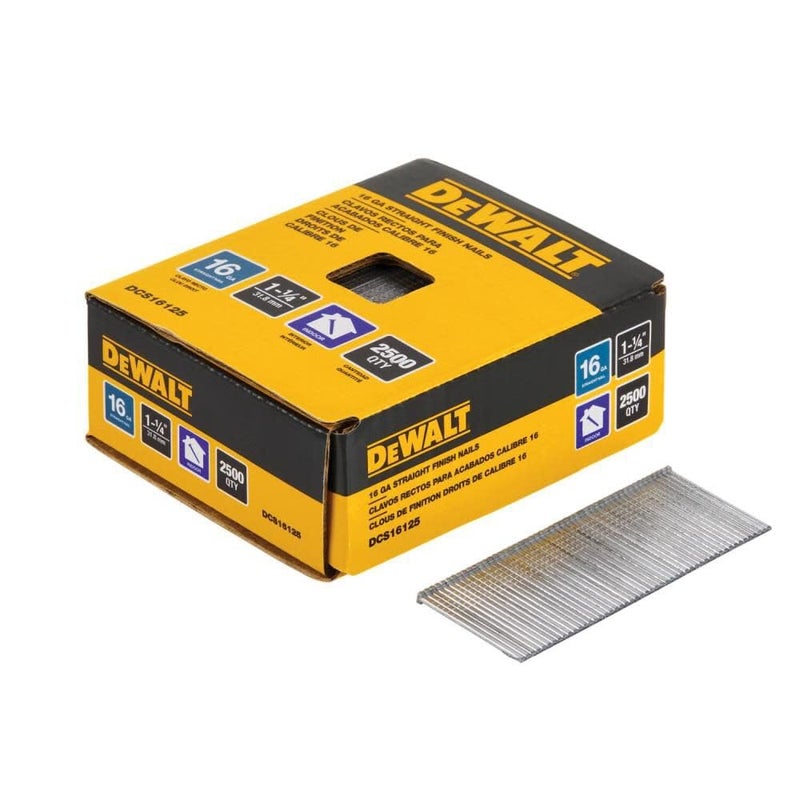 DEWALT Finish Nails, 1-1/4-Inch, 16GA, 2000-Pack (DCS16125) - Image 1