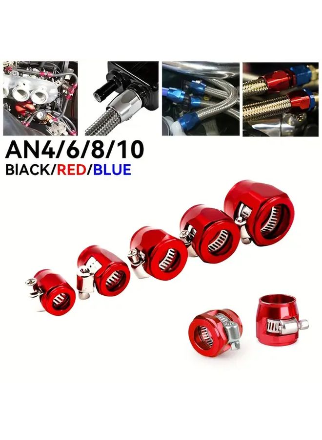 AN8 Red Universal Hose Clamp Fuel Pipe Clip Radiator Oil End Finisher Car Modified - Image 1